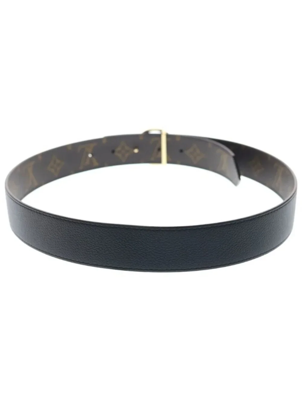 Louis Vuitton Ceinture LV Buckle Monogram Reversible Belt Gold Brown